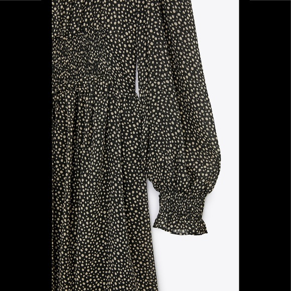 ZARA BLACK/ BEIGE PRINT DRESS - Picture 6 of 11